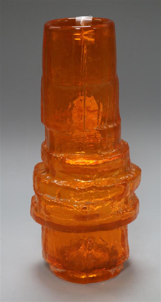 An amber glass Whitefriars vase height 29cm